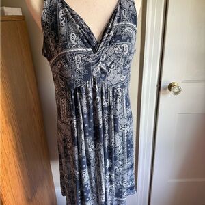 Style & Co. Navy and White Paisley Midi Dress